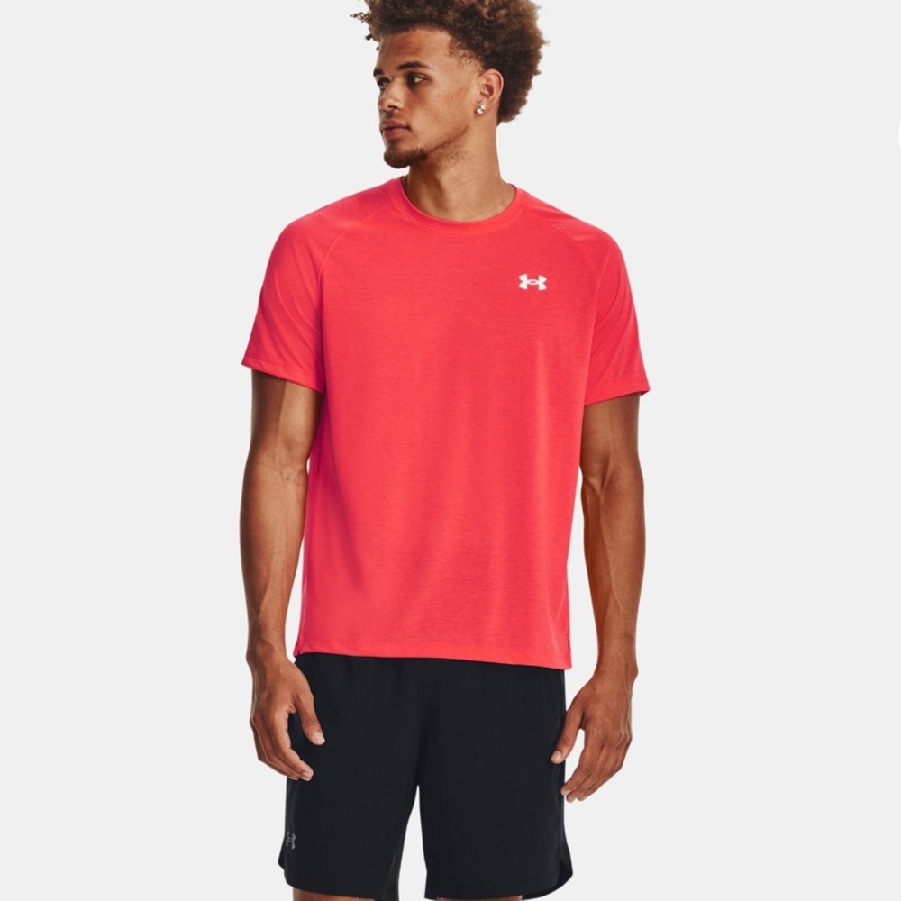 Men’s Red Under Armour Athletic Workout Tech Tee Short Sleeve
